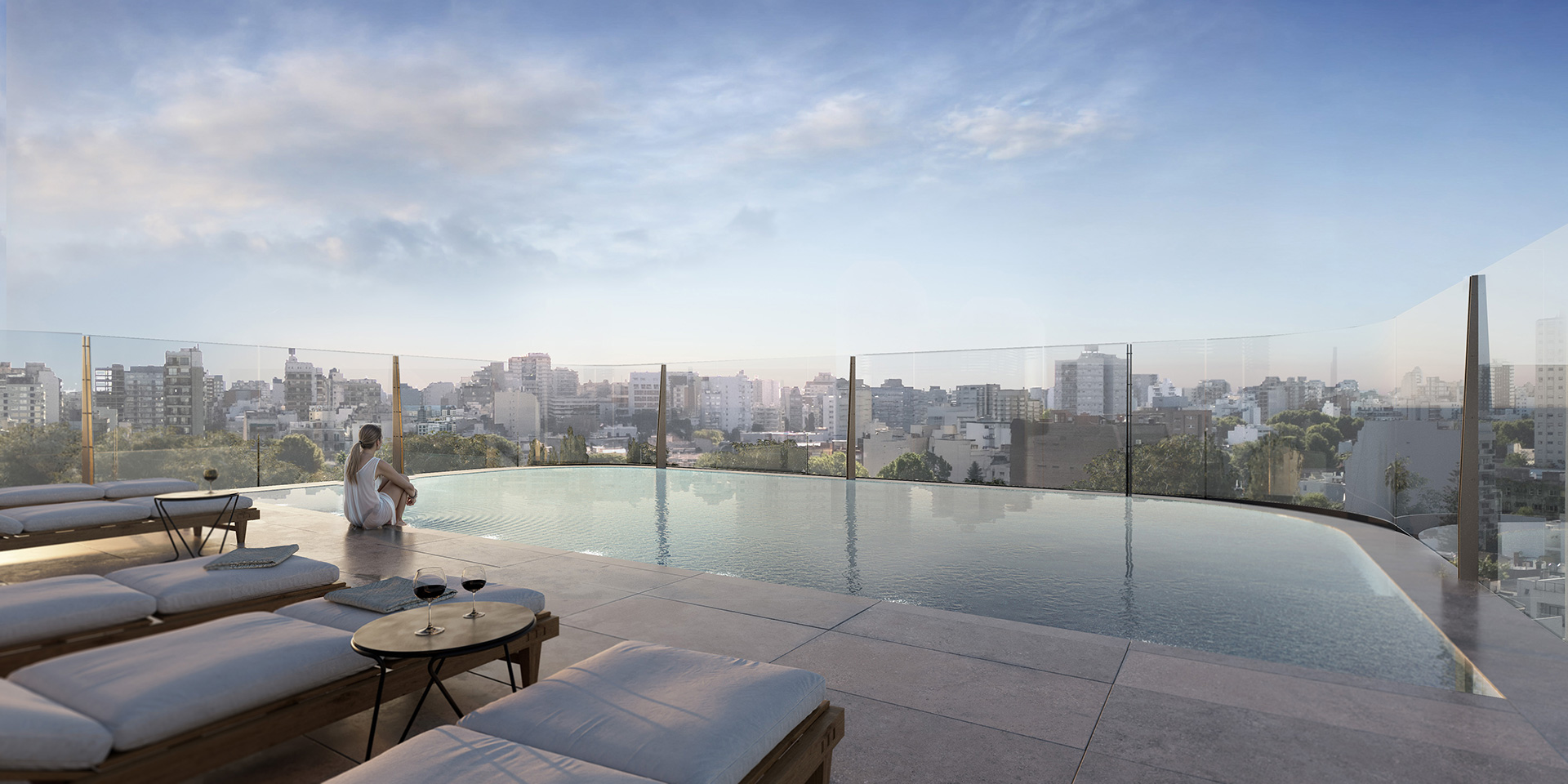 Piscina descubierta y jacuzzi climatizado en piso 10